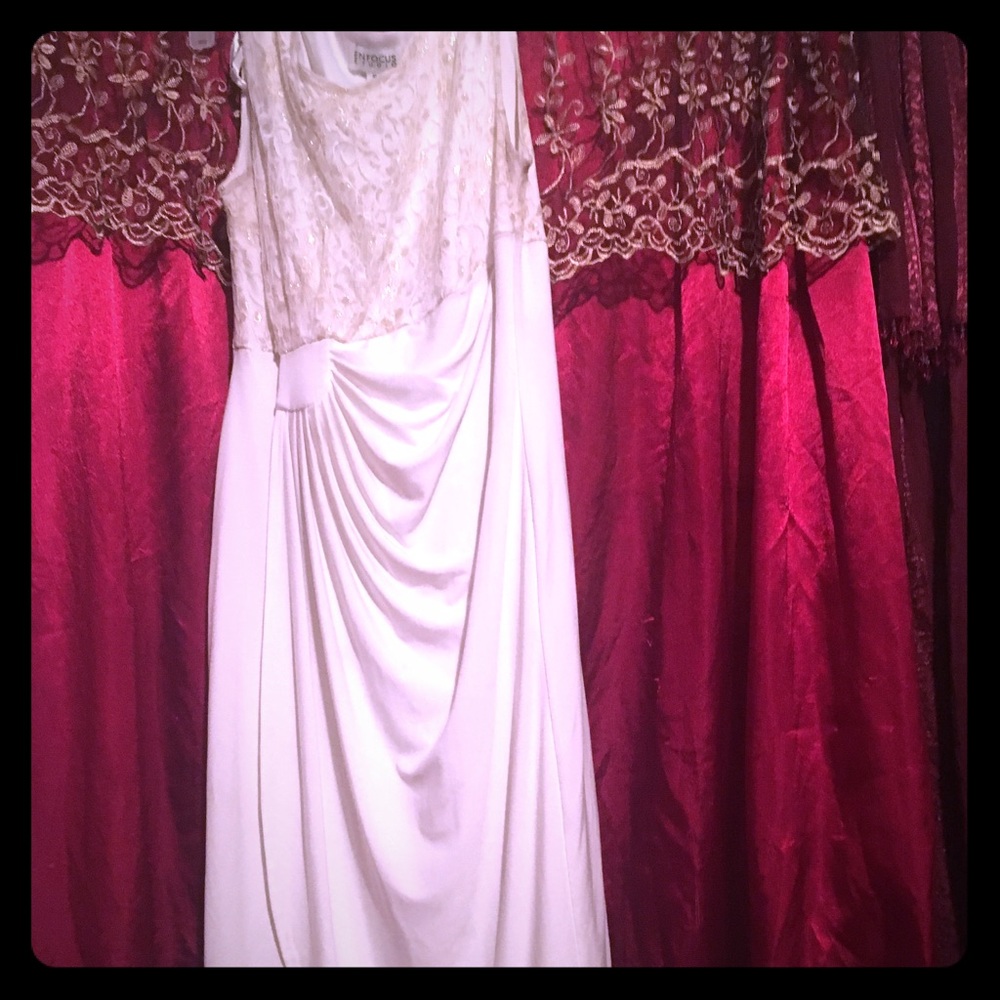 White with gold Enfocus dress